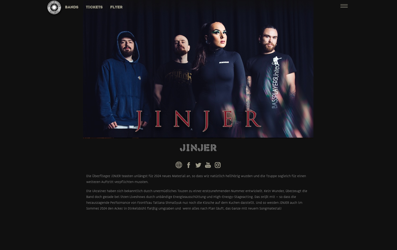 Summer Breeze band detail page